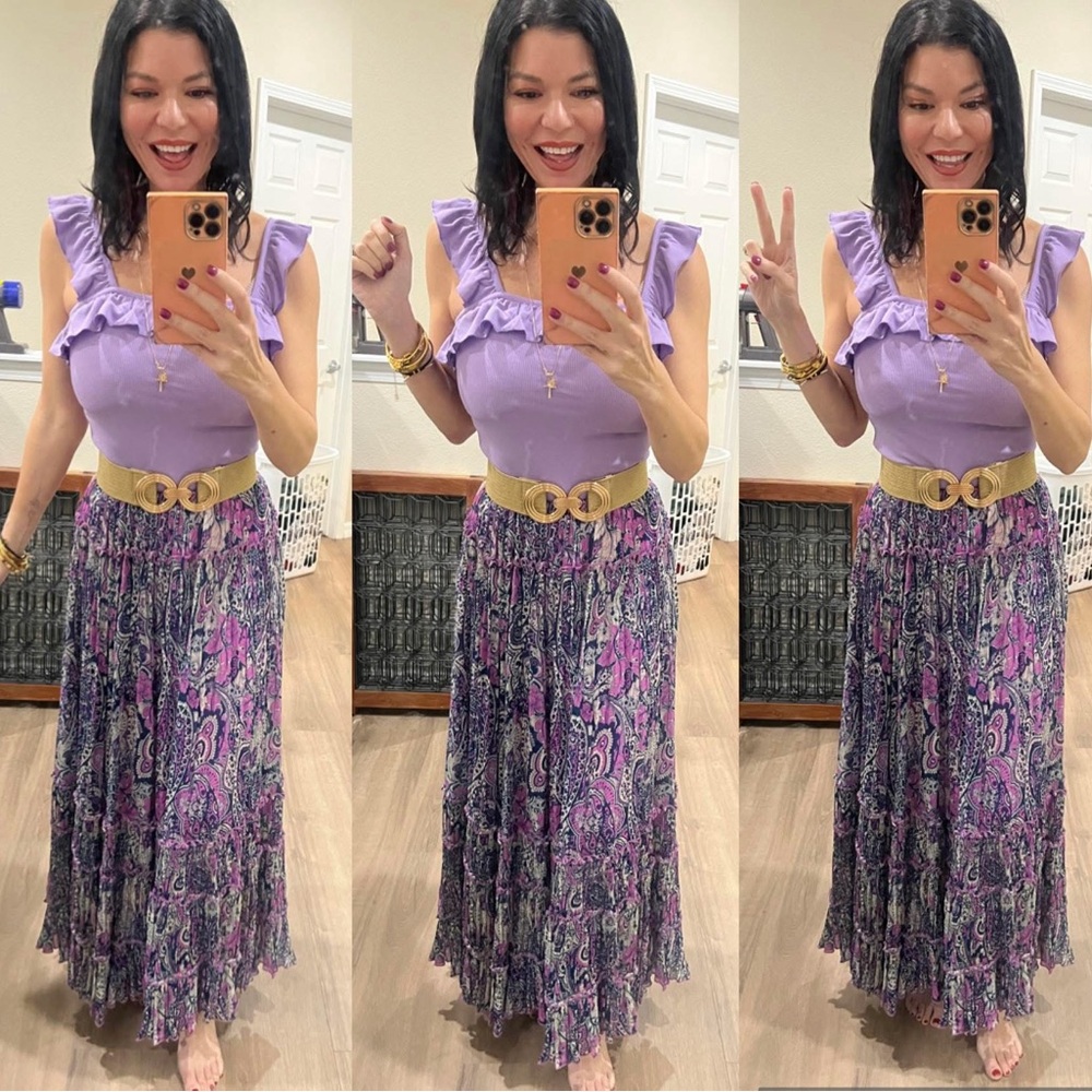 NWOT FREE PEOPLE. Women’s Purple Paisley Maxi Skirt